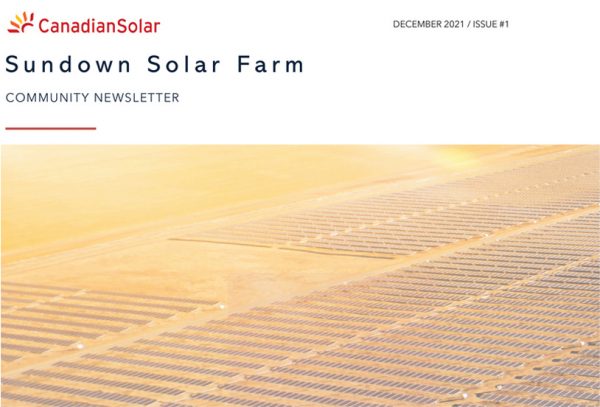 sundown solar farm community-newsletter december 2021